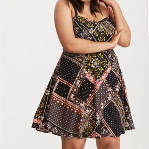 Torrid Floral Patch Work Skater Dress